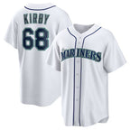 Seattle Mariners #68 George Kirby Home Replica Jersey - White Stitched Baseball Jersey