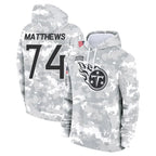 T.Titans #74 Bruce Matthews Player Arctic Camo Salute To Service Hoodies Game Football Jerseys