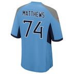 T.Titans #74 Bruce Matthews Player Light Blue Home Game Football Jerseys