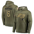 TB.Buccaneers #6 Baker Mayfield Player Olive Salute to Service Pullover Hoodie Football Jerseys