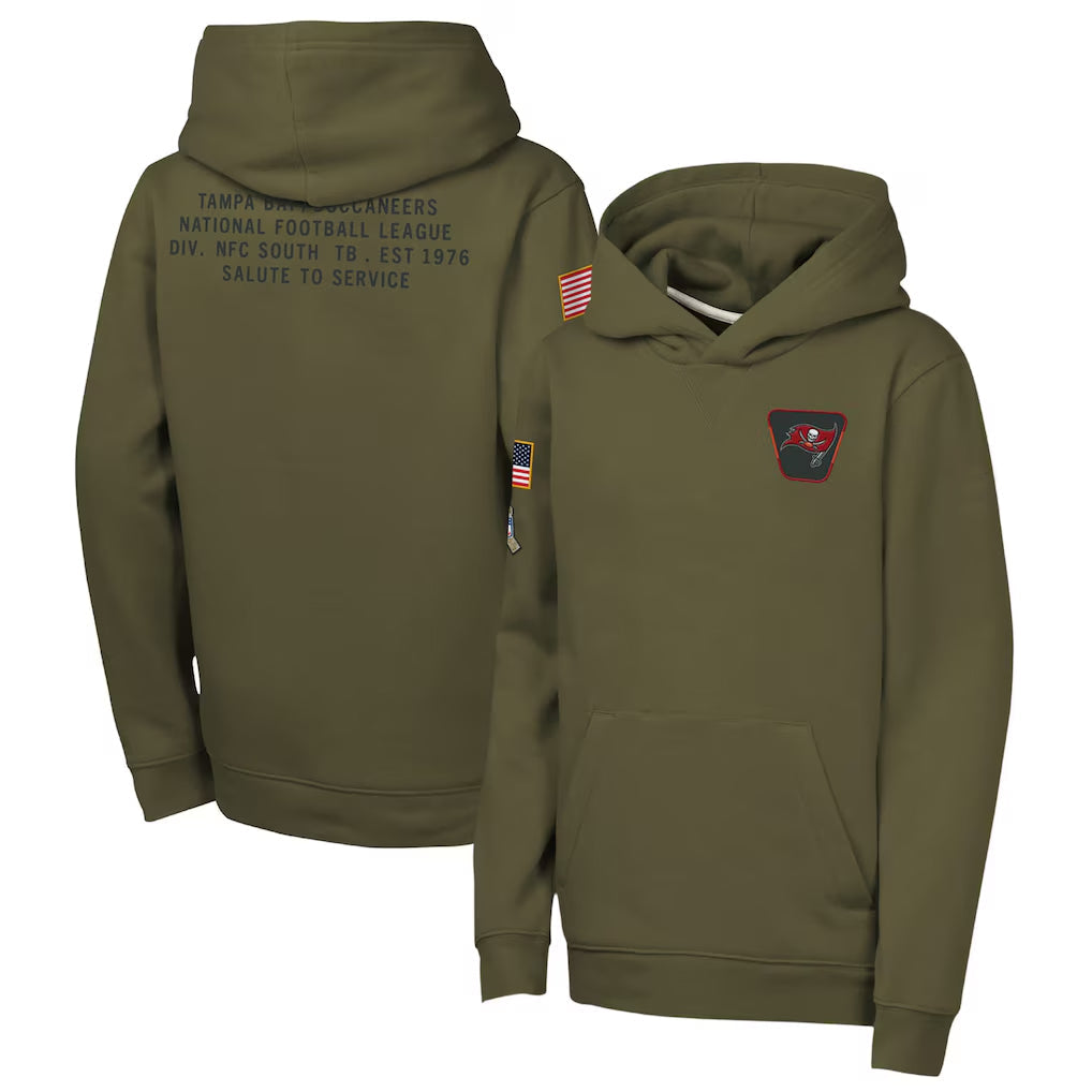 TB.Buccaneers Player Olive Salute to Service Club Fleece Hoodie Football Jerseys