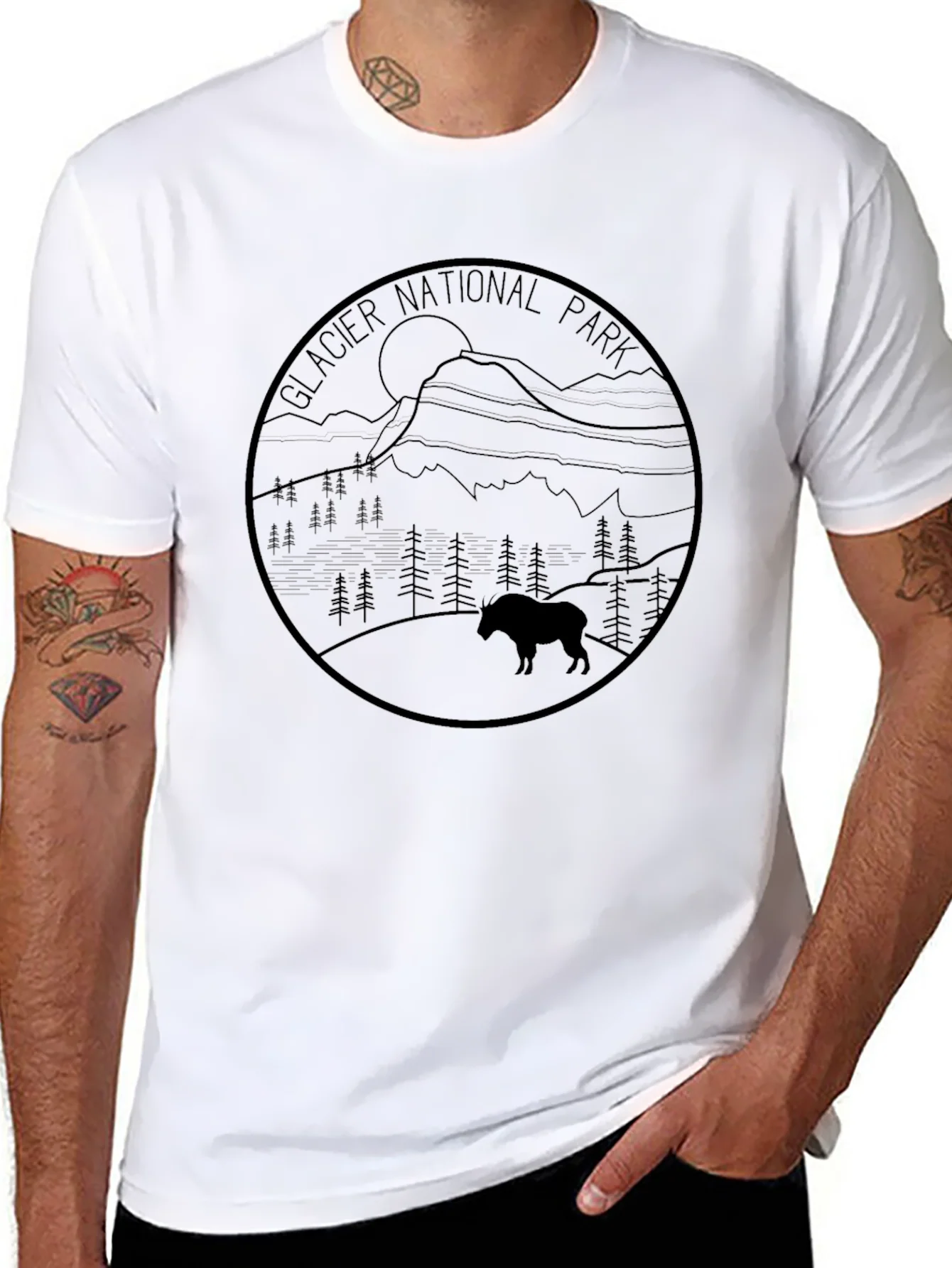 Glacier National Park T-Shirt - Mountain Goat Design