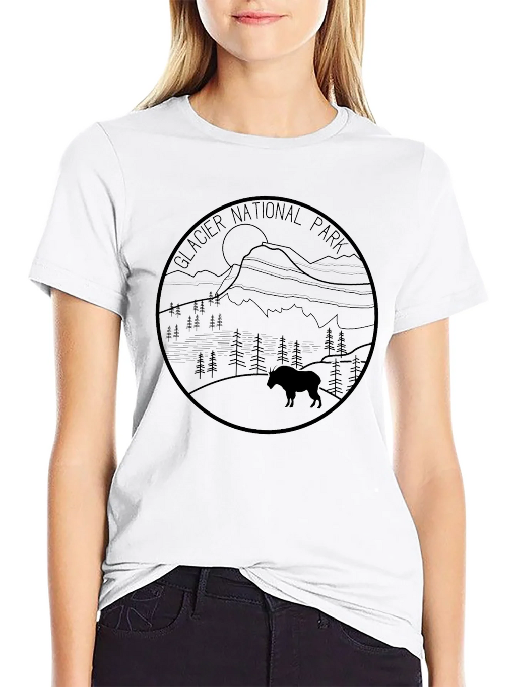 Glacier National Park T-Shirt - Mountain Goat Design