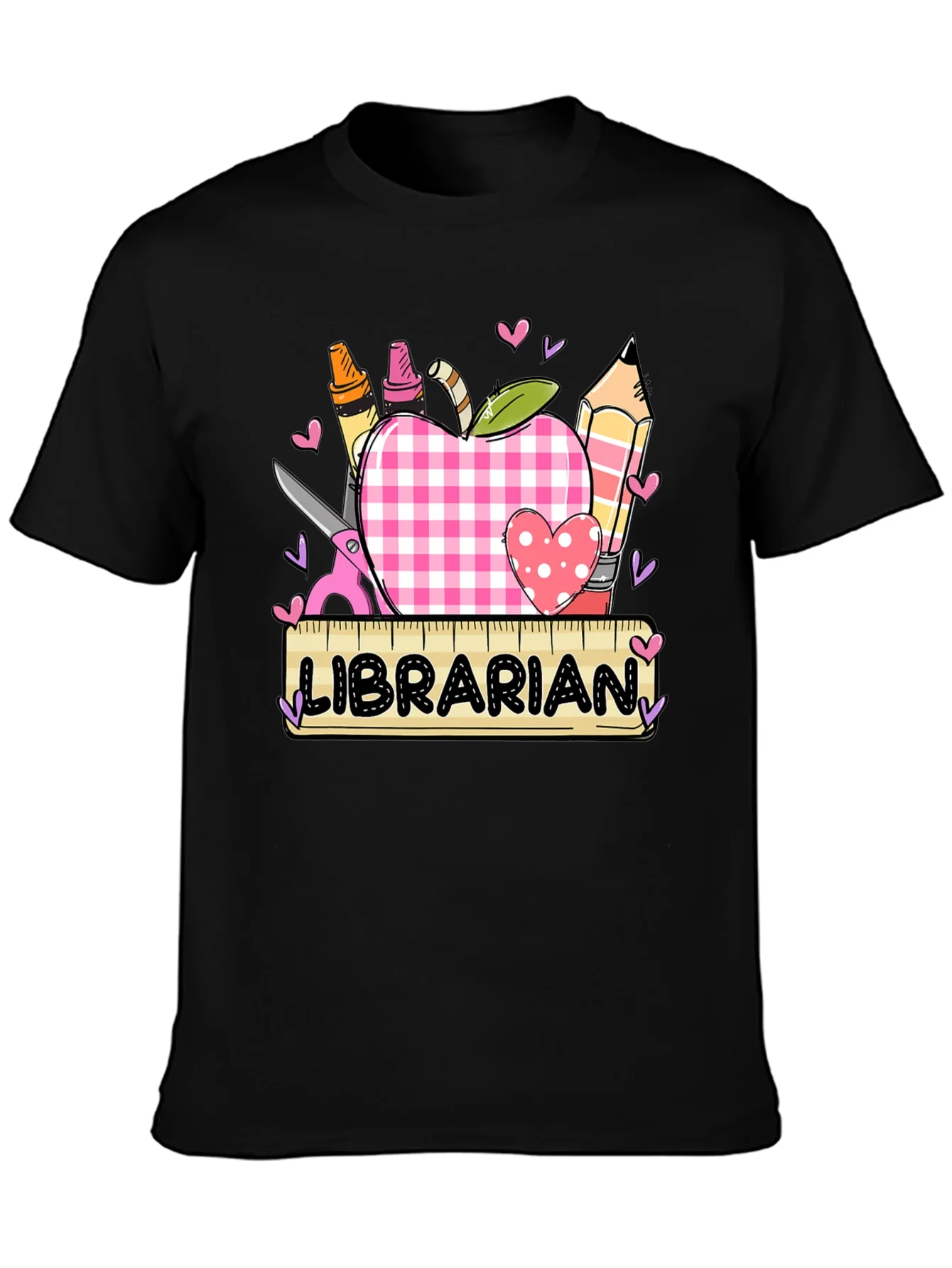 Librarian Apple Heart Tee - Cute Teacher Appreciation Shirt