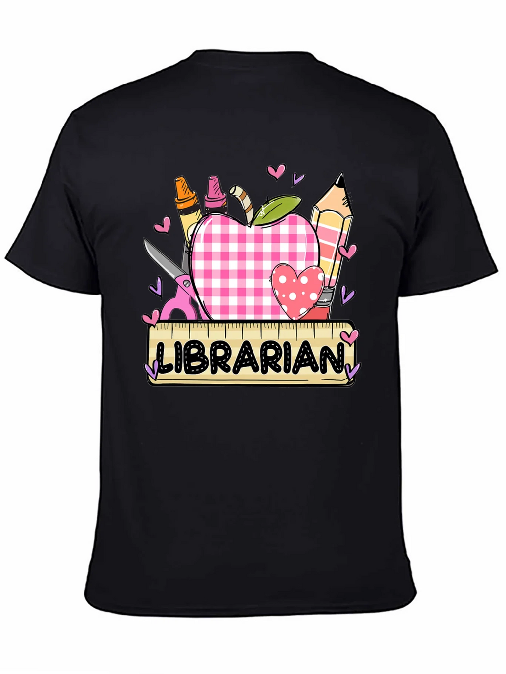 Librarian Apple Heart Tee - Cute Teacher Appreciation Shirt