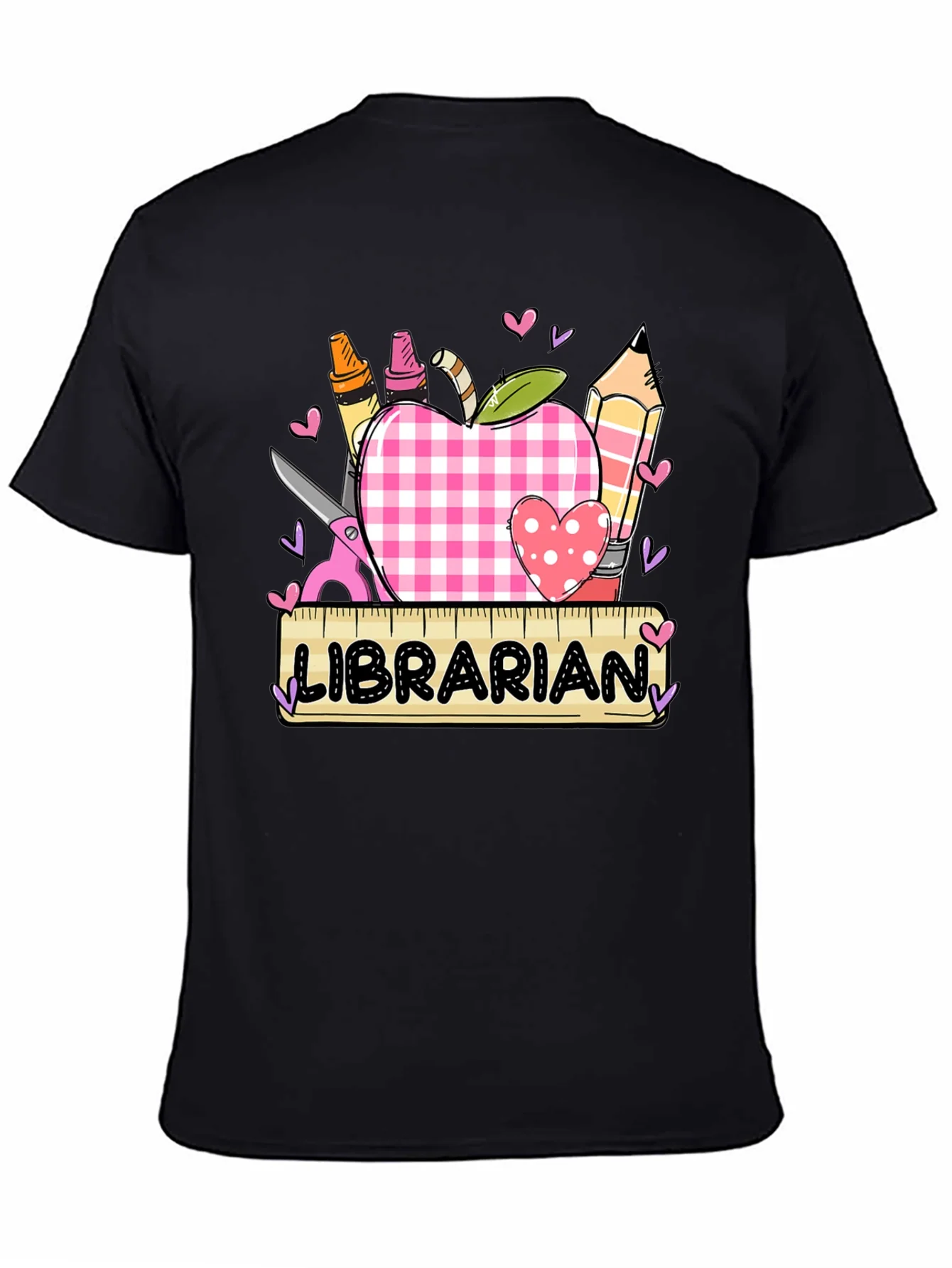 Librarian Apple Heart Tee - Cute Teacher Appreciation Shirt
