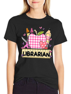 Librarian Apple Heart Tee - Cute Teacher Appreciation Shirt