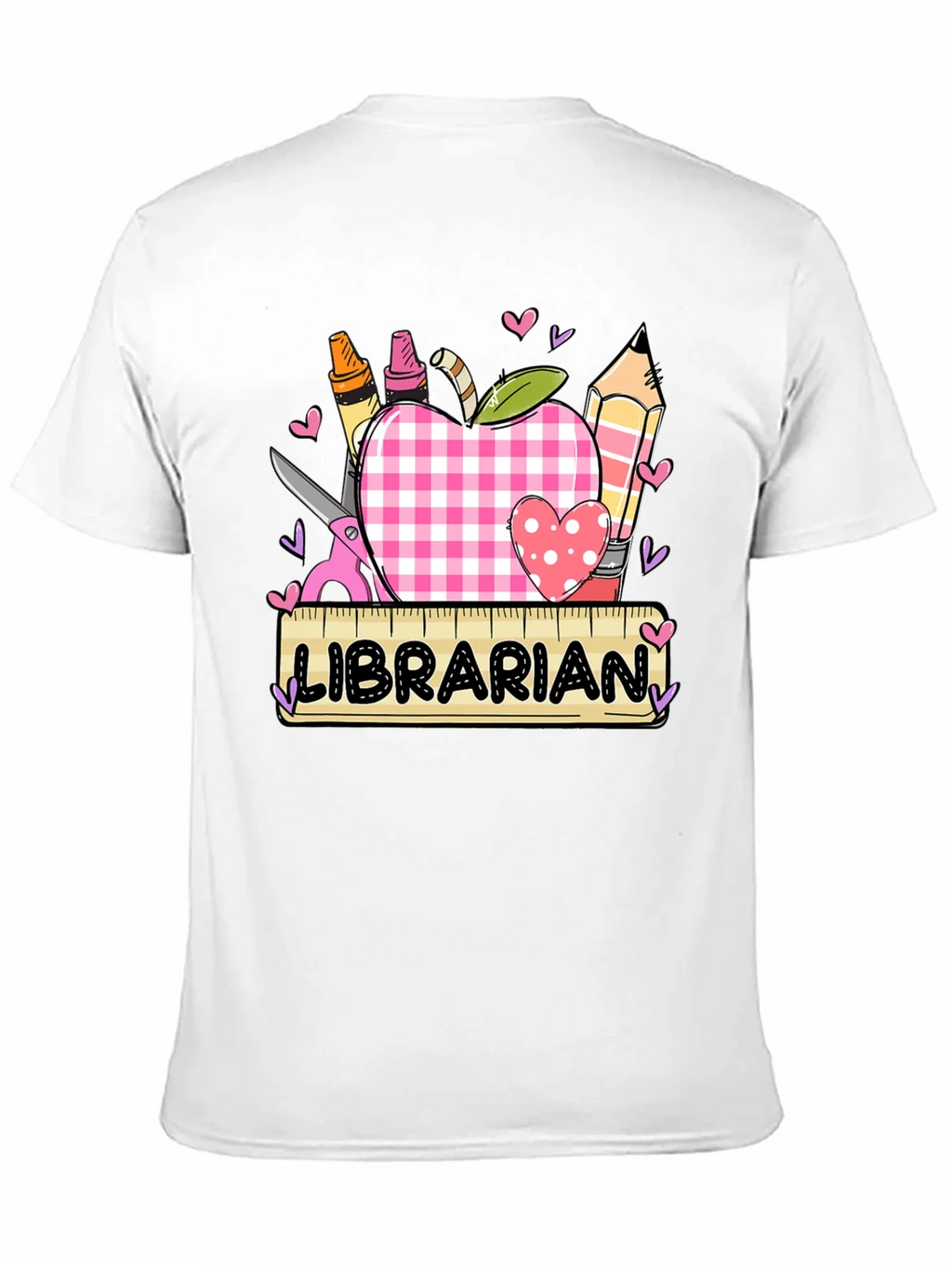 Librarian Apple Heart Tee - Cute Teacher Appreciation Shirt