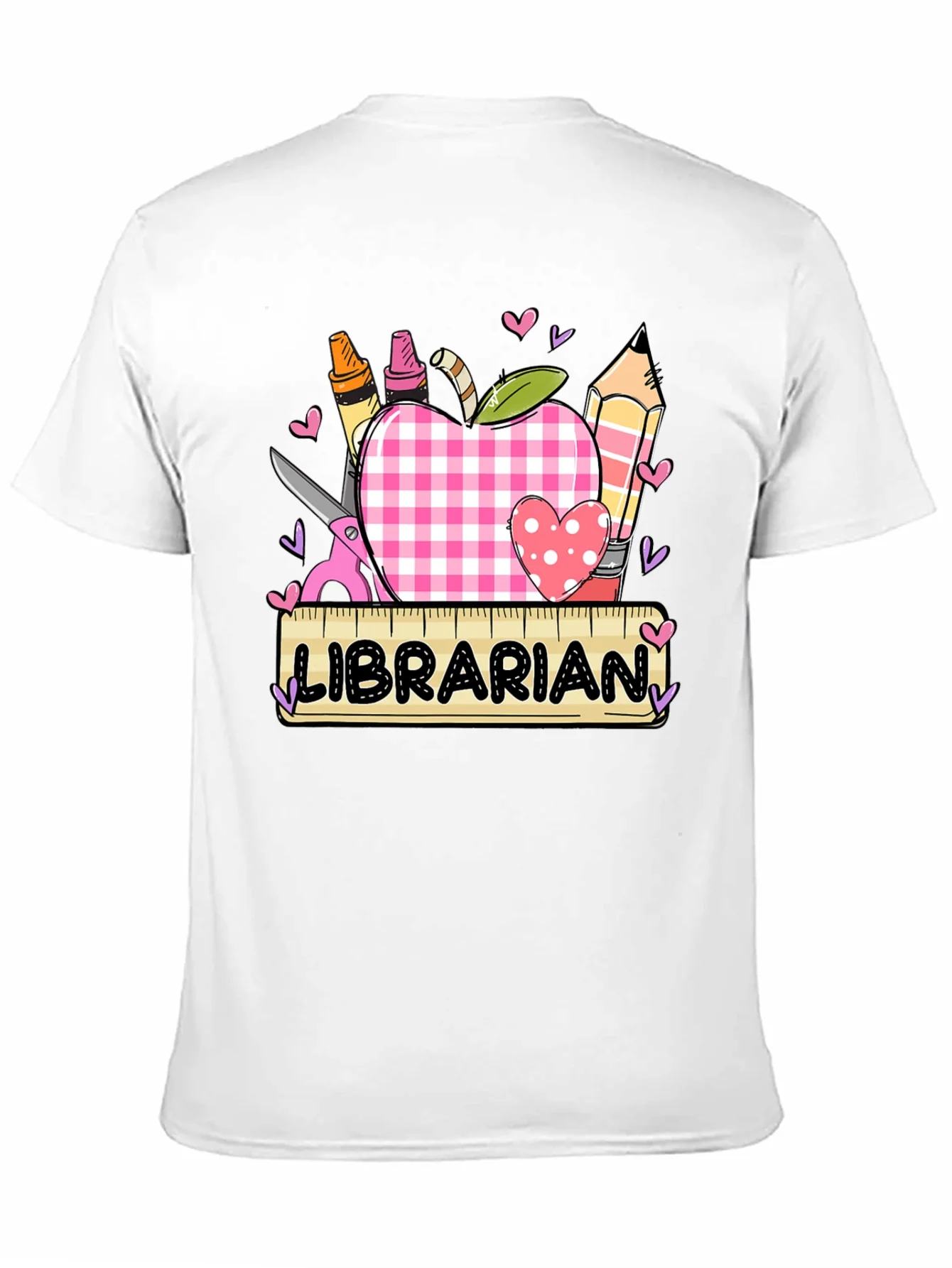 Librarian Apple Heart Tee - Cute Teacher Appreciation Shirt