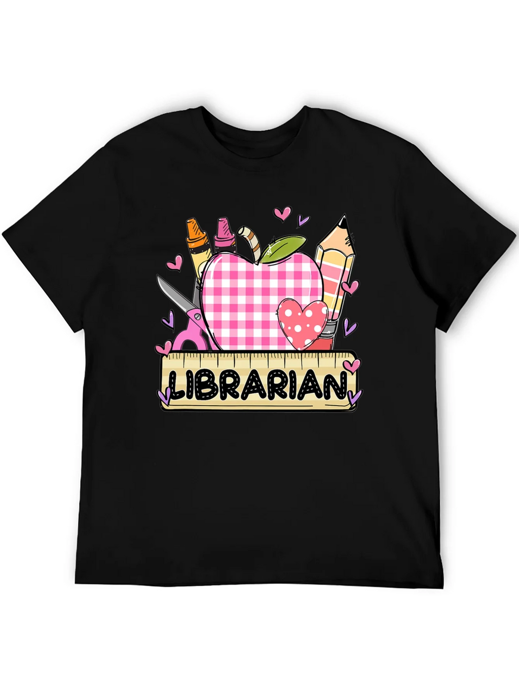 Librarian Apple Heart Tee - Cute Teacher Appreciation Shirt