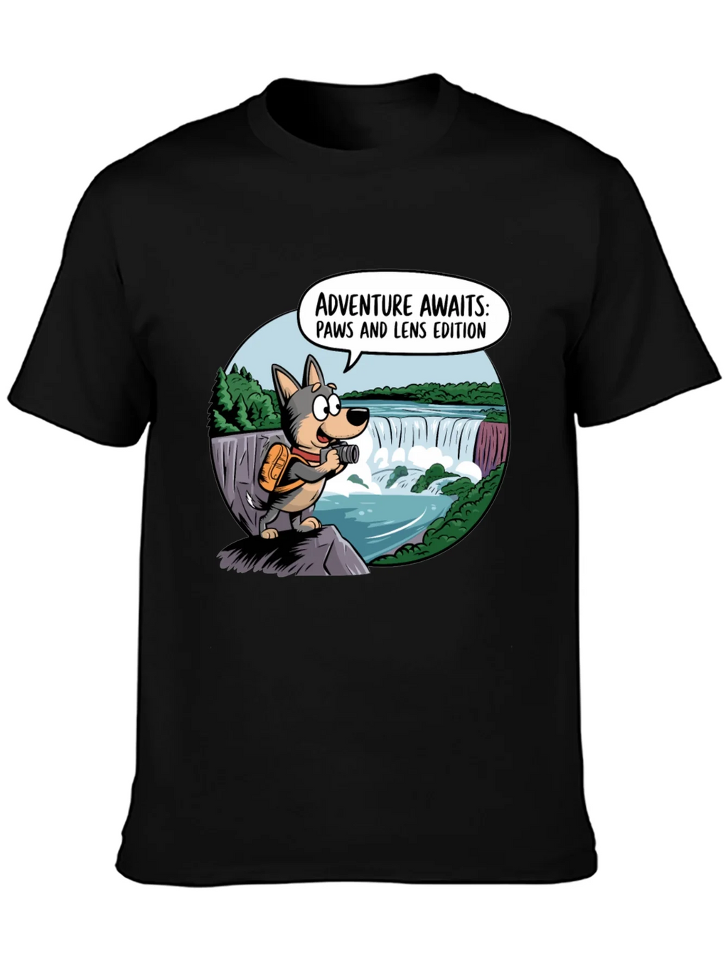 Adventure Awaits Dog T-Shirt Paws & Lens Edition