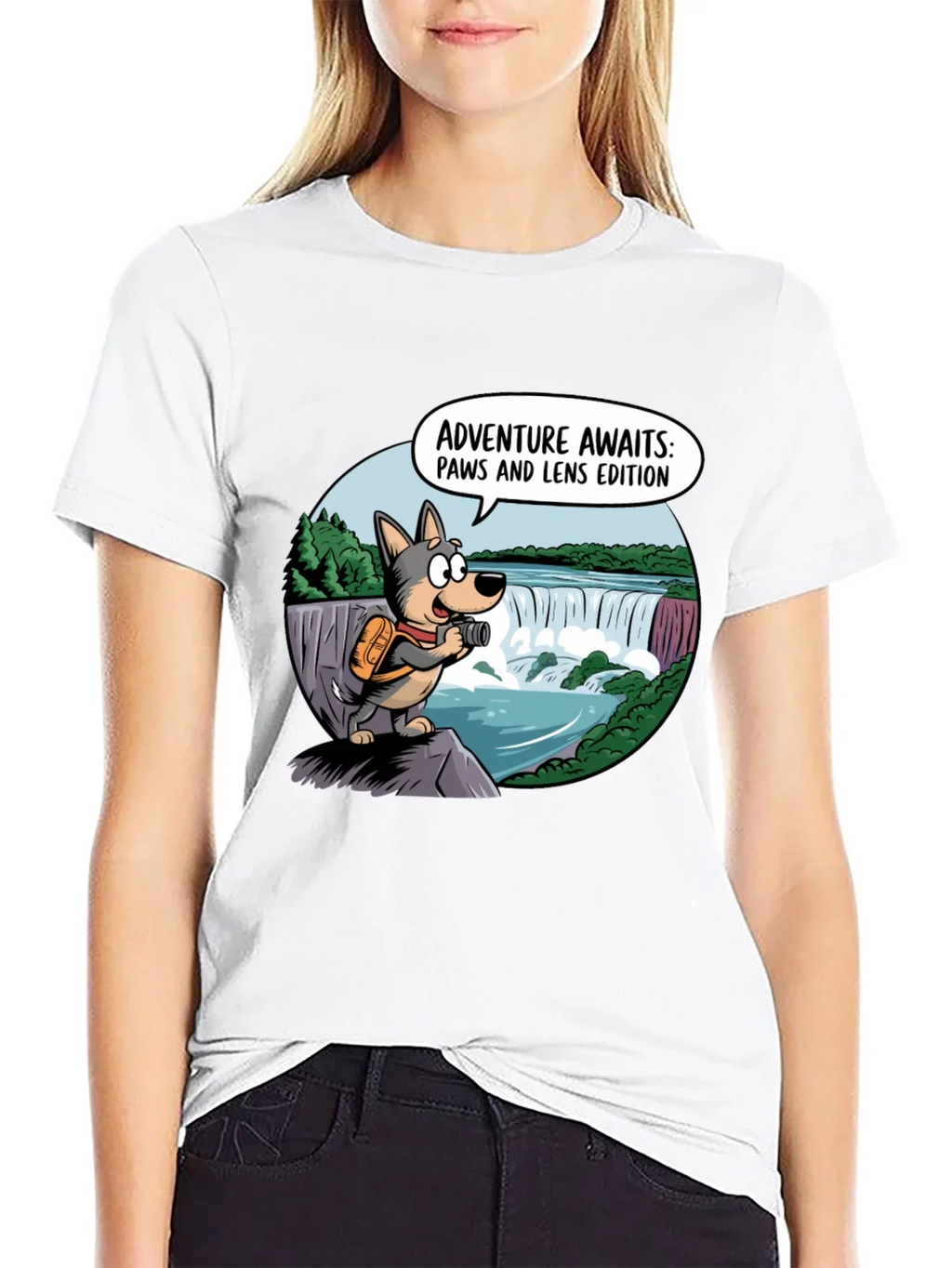 Adventure Awaits Dog T-Shirt Paws & Lens Edition