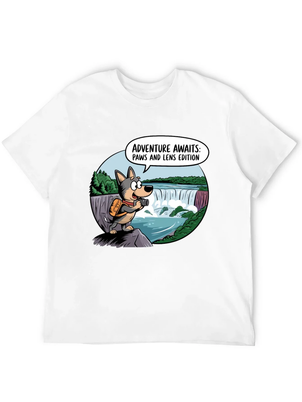 Adventure Awaits Dog T-Shirt Paws & Lens Edition