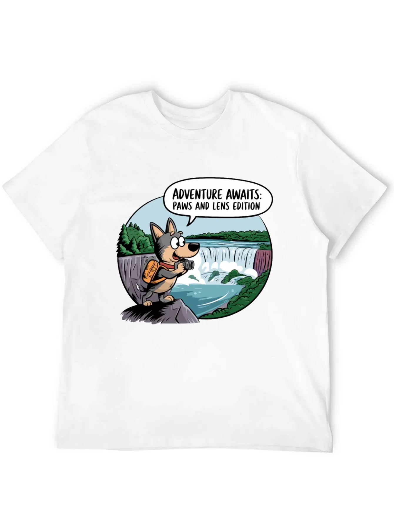 Adventure Awaits Dog T-Shirt Paws & Lens Edition