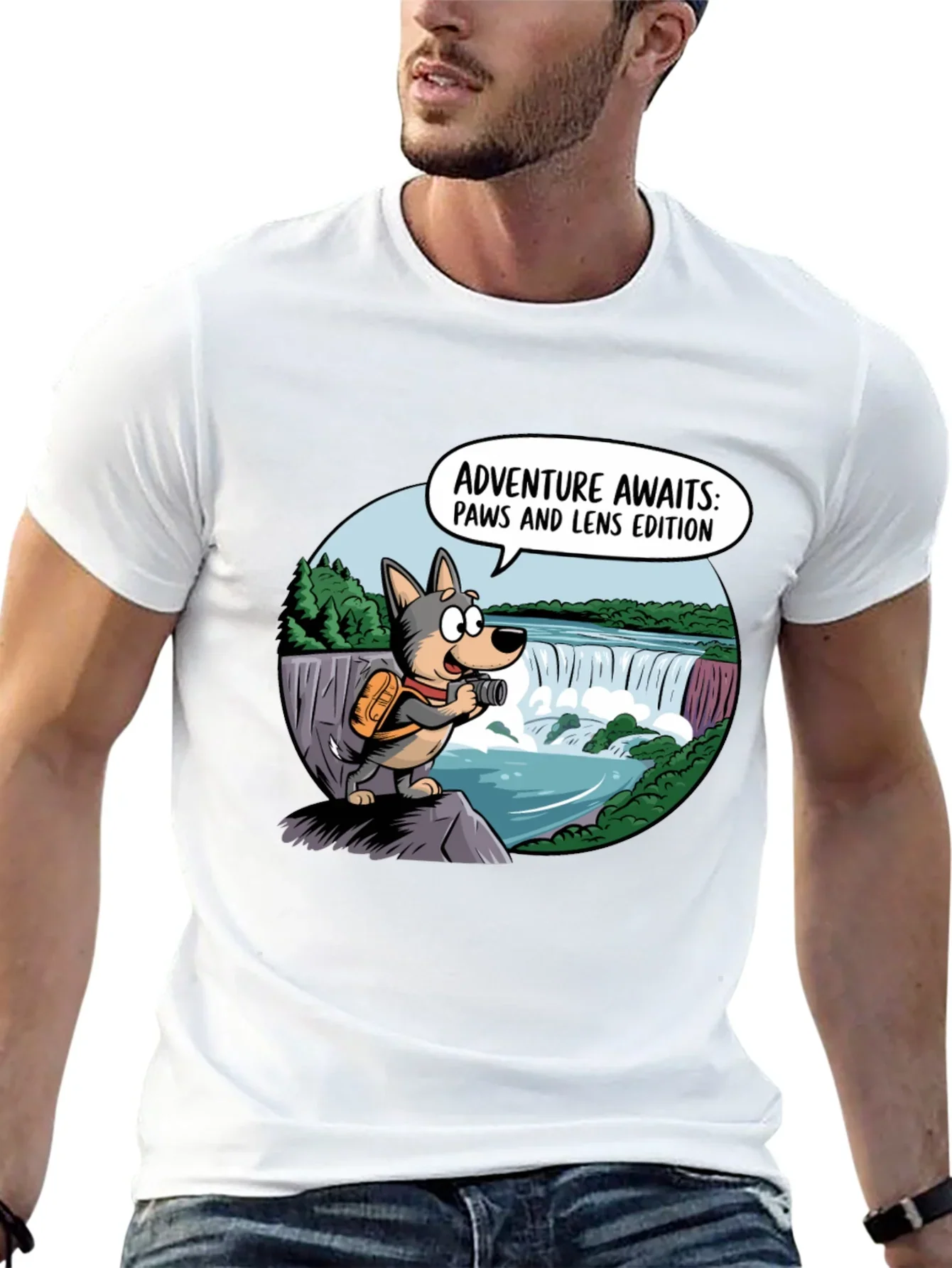 Adventure Awaits Dog T-Shirt Paws & Lens Edition