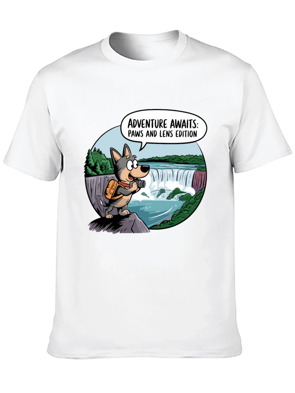 Adventure Awaits Dog T-Shirt Paws & Lens Edition