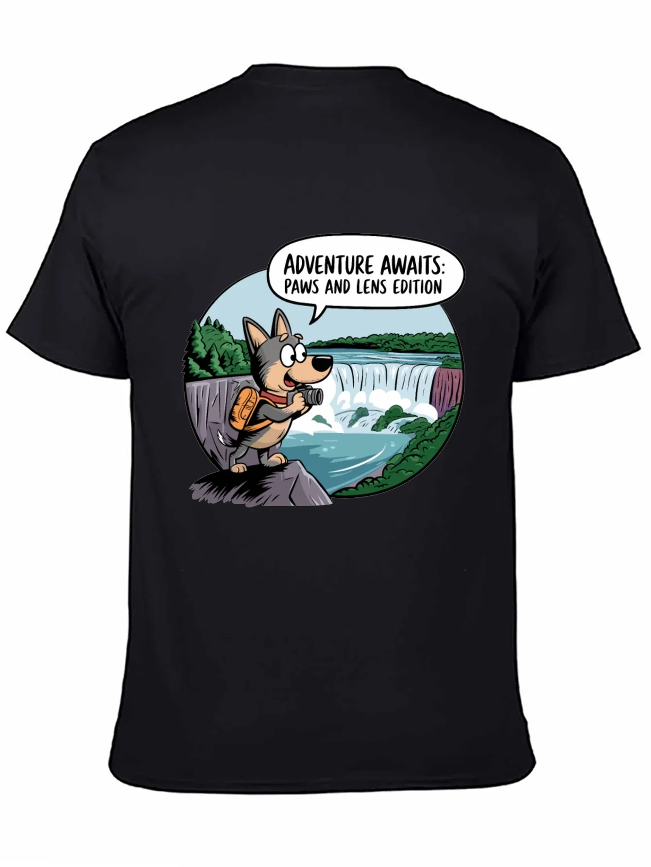 Adventure Awaits Dog T-Shirt Paws & Lens Edition