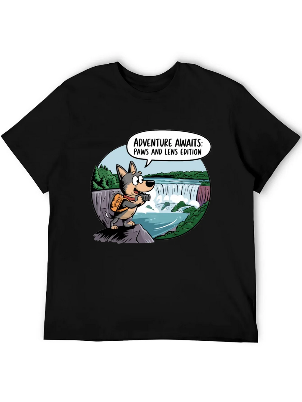 Adventure Awaits Dog T-Shirt Paws & Lens Edition