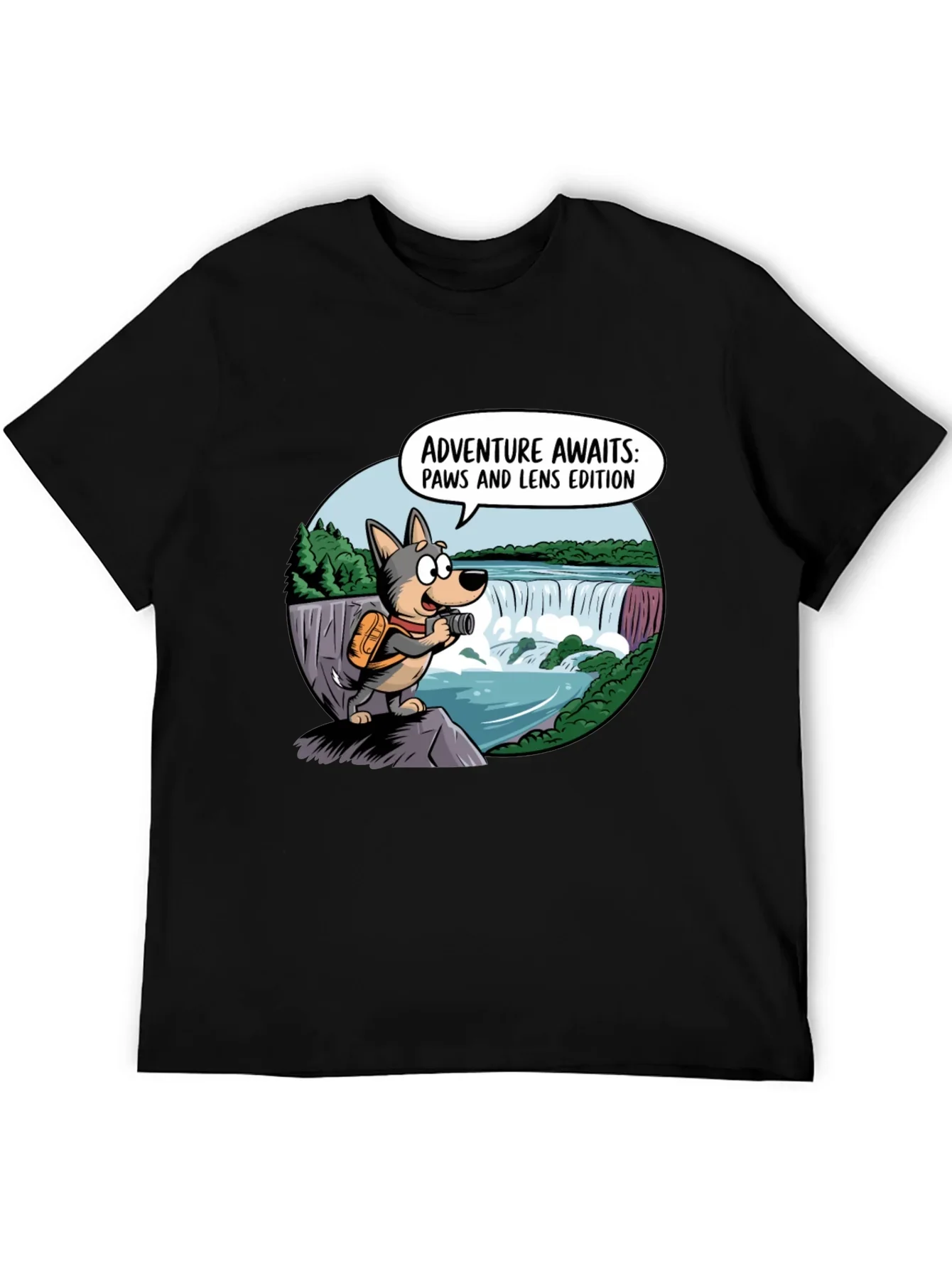 Adventure Awaits Dog T-Shirt Paws & Lens Edition