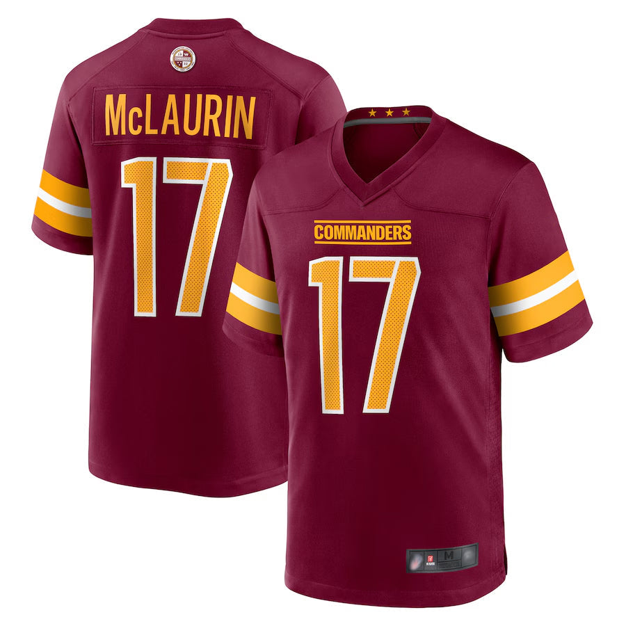 W.Commanders Home Game Football Jerseys - Burgundy - #17 Terry McLaurin Player