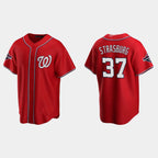 WASHINGTON NATIONALS #37 STEPHEN STRASBURG 2019 WORLD SERIES CHAMPIONS RED REPLICA ALTERNATE JERSEY Baseball Jerseys