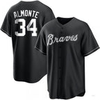 Atlanta Braves #34 Abcneam Almonte White Black/ Jersey Stitches Baseball Jerseys
