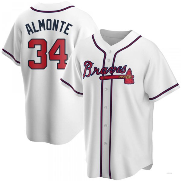 Atlanta Braves #34 Abcneam Almonte  White Home Jersey Stitches Baseball Jerseys