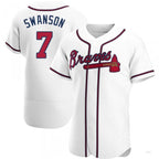Atlanta Braves #7 Dansby Swanson White Home Jersey Stitches Baseball Jerseys