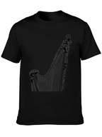 Elegant Harp Graphic Tee - Black Cotton T-Shirt