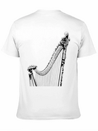 Elegant Harp Graphic Tee - Black Cotton T-Shirt