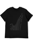 Elegant Harp Graphic Tee - Black Cotton T-Shirt