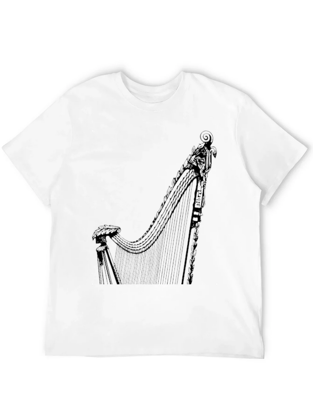 Elegant Harp Graphic Tee - Black Cotton T-Shirt