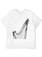 Elegant Harp Graphic Tee - Black Cotton T-Shirt