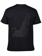Elegant Harp Graphic Tee - Black Cotton T-Shirt