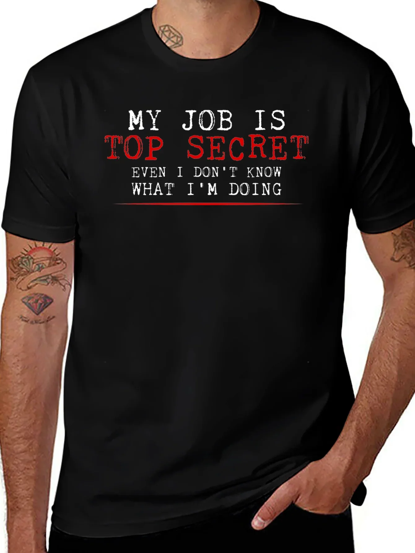 Top Secret Job T-Shirt - Funny Black Tee