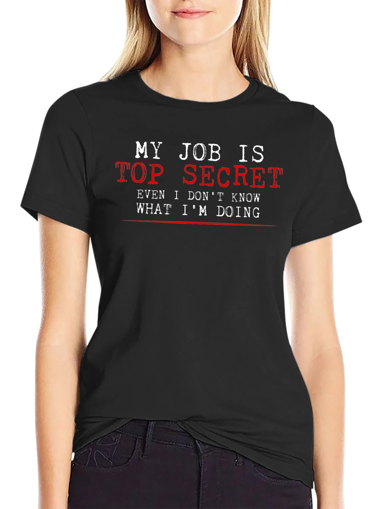 Top Secret Job T-Shirt - Funny Black Tee