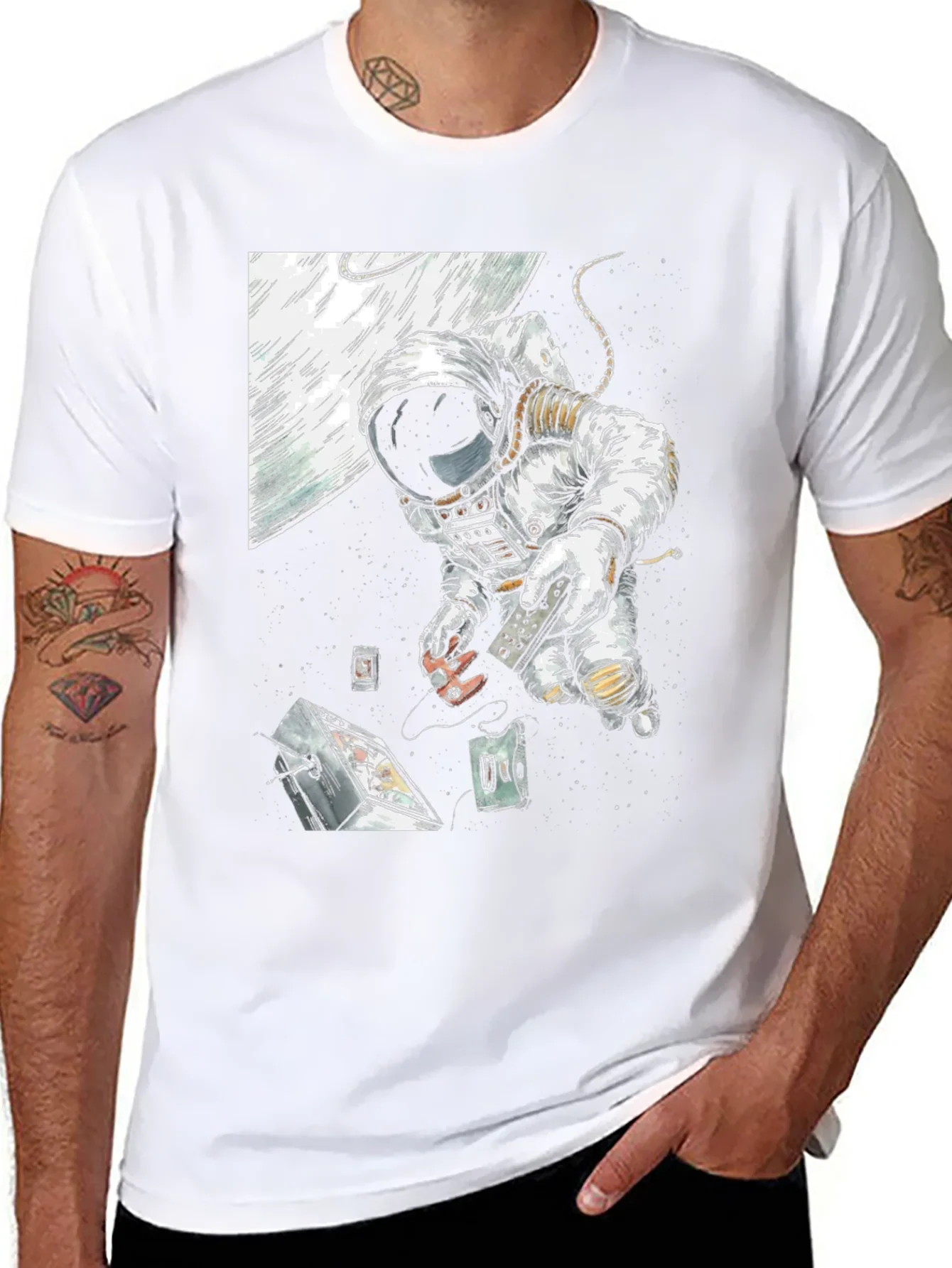 Astronaut in Space Black T-Shirt