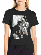 Astronaut in Space Black T-Shirt