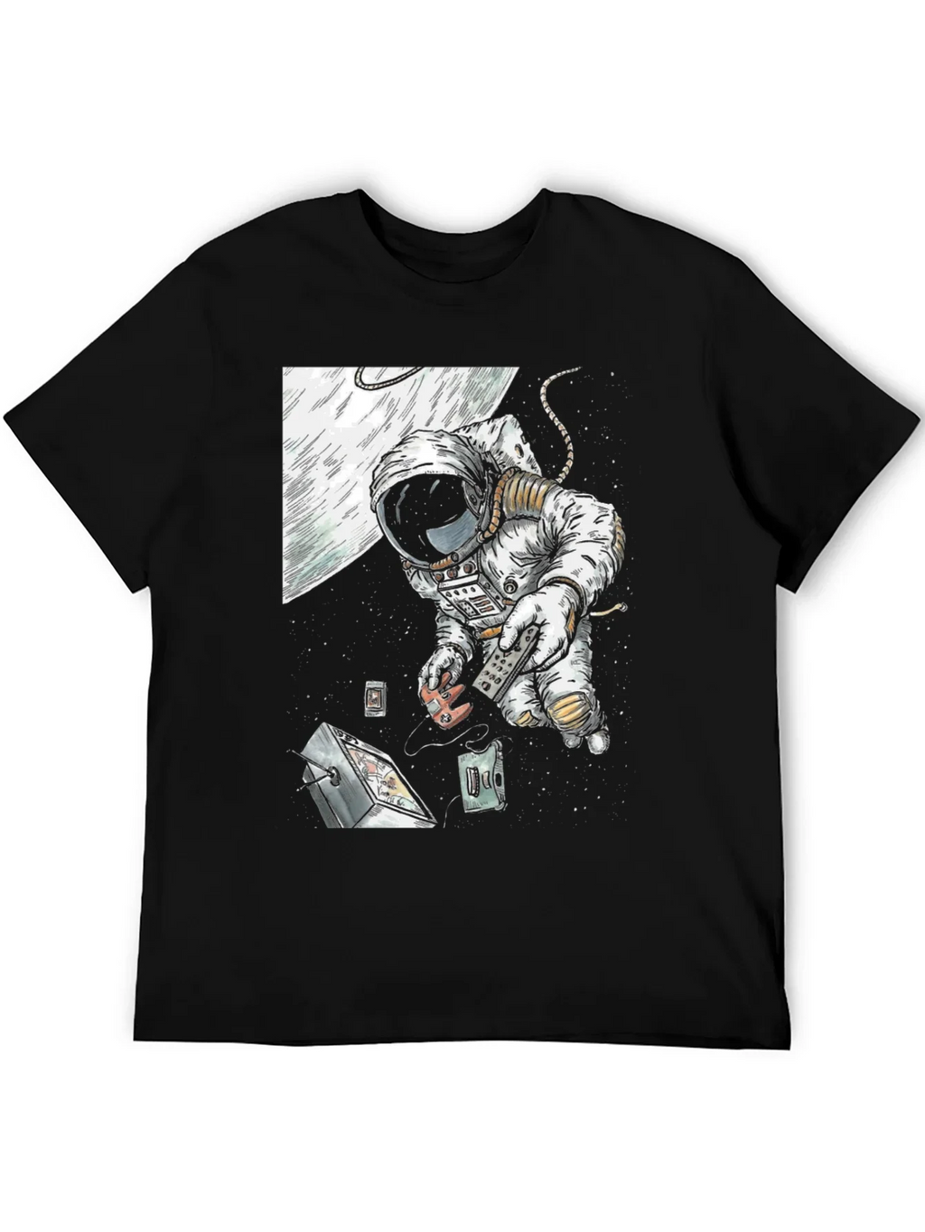 Astronaut in Space Black T-Shirt