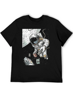 Astronaut in Space Black T-Shirt