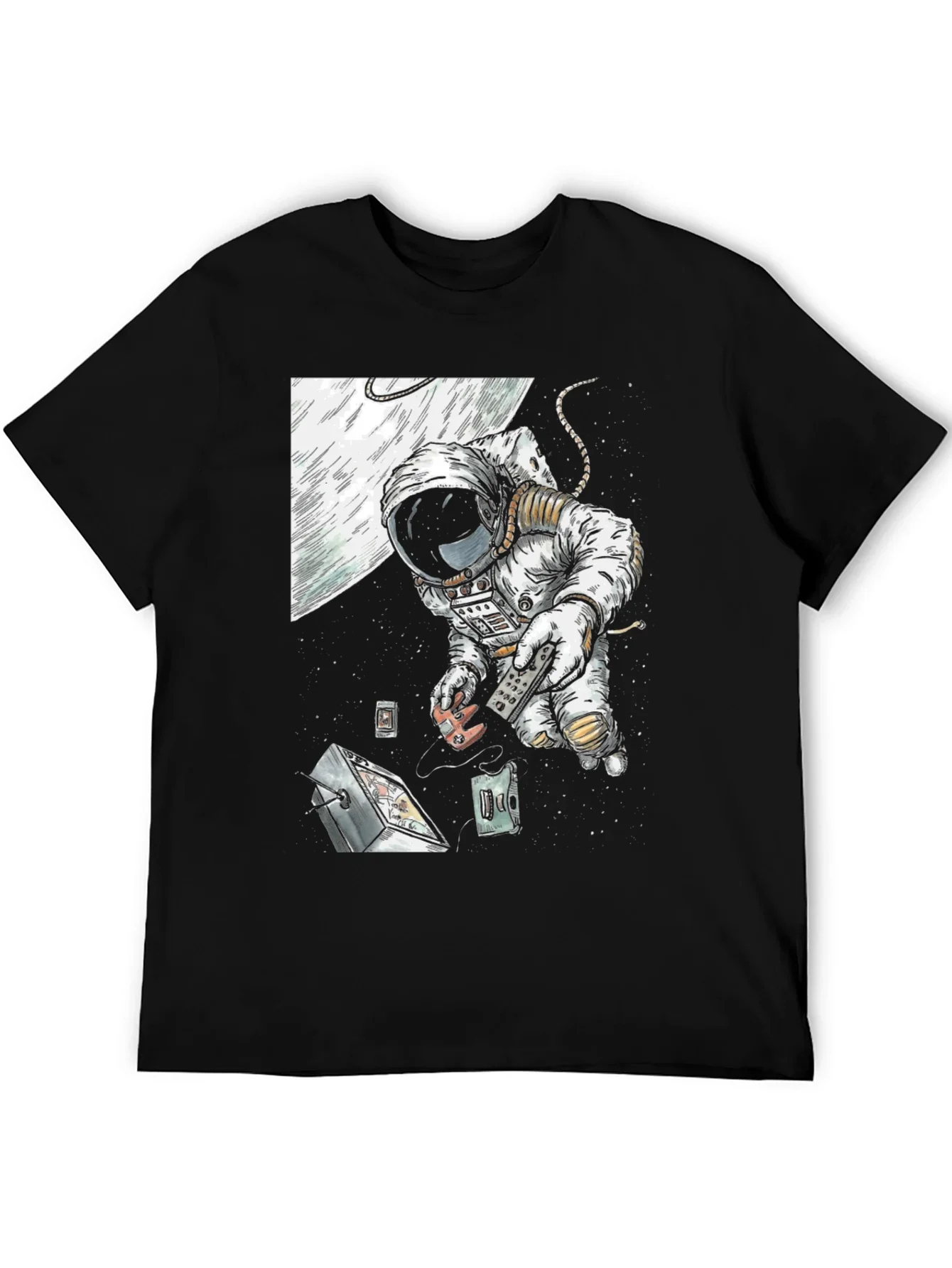 Astronaut in Space Black T-Shirt
