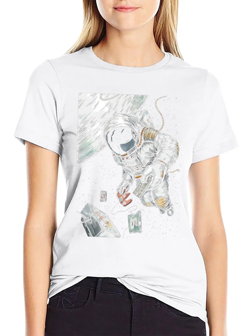 Astronaut in Space Black T-Shirt