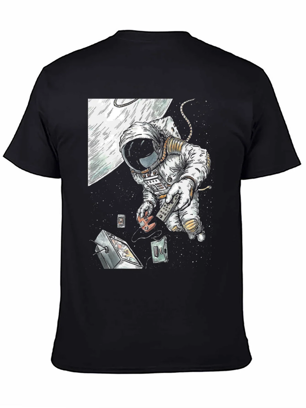 Astronaut in Space Black T-Shirt