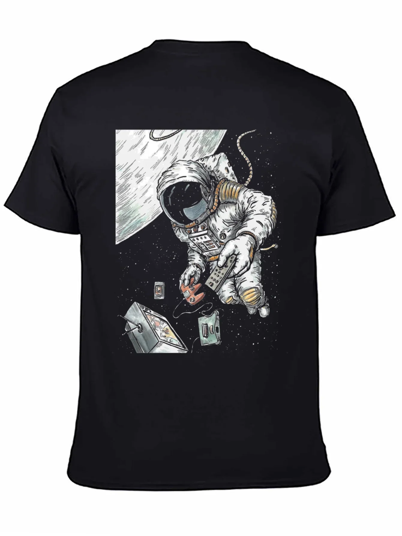 Astronaut in Space Black T-Shirt