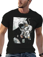 Astronaut in Space Black T-Shirt