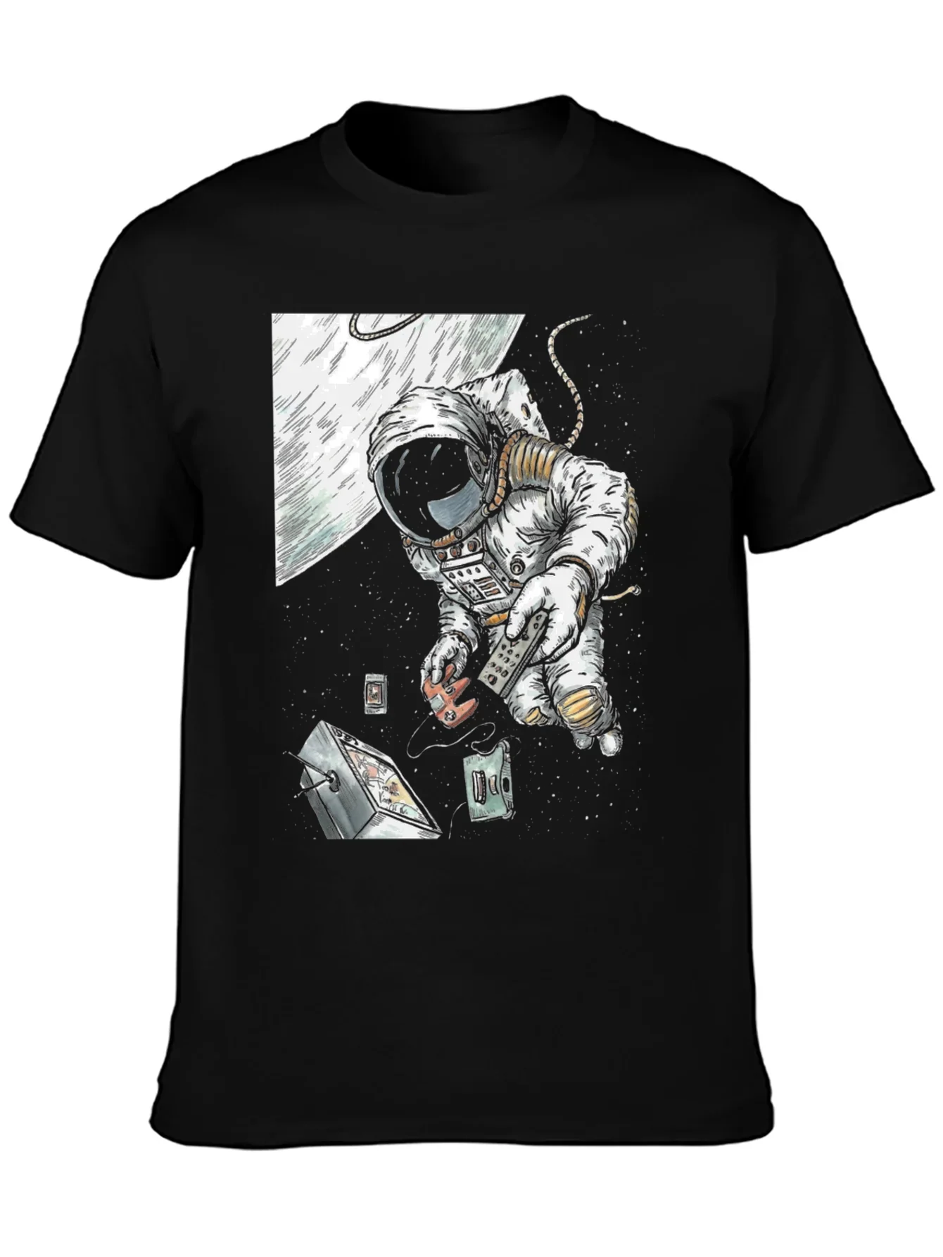 Astronaut in Space Black T-Shirt