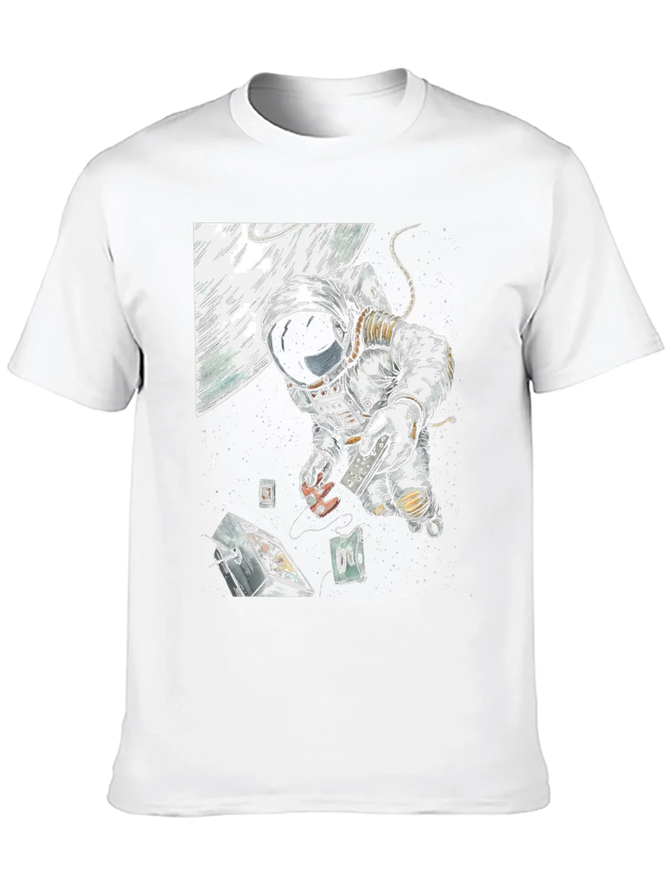 Astronaut in Space Black T-Shirt