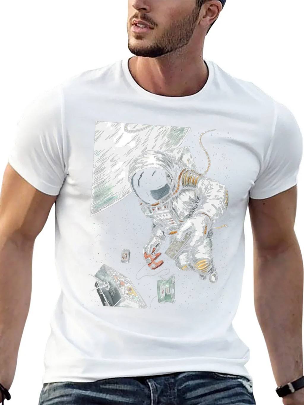 Astronaut in Space Black T-Shirt