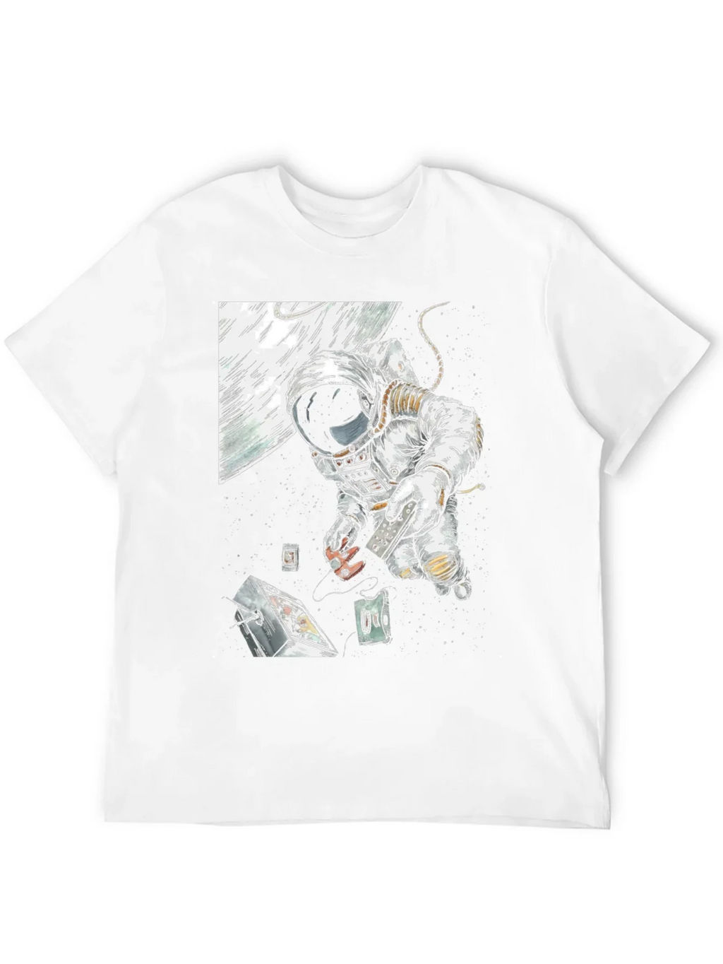 Astronaut in Space Black T-Shirt
