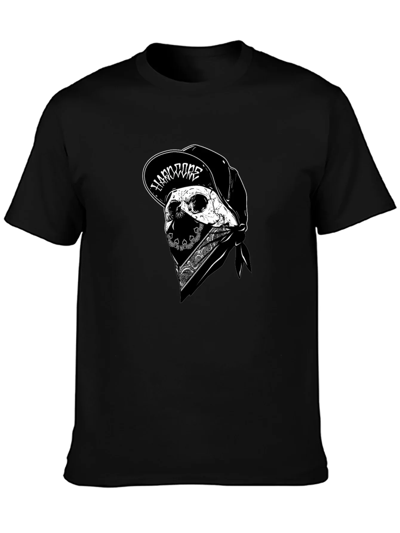 Skull Bandana Black Graphic Tee
